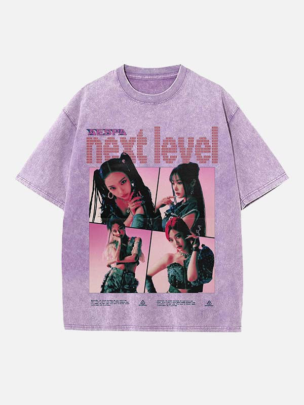 Aespa Print Round Neck T-shirt