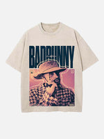 Bad Bunny Print Round Neck T-shirt