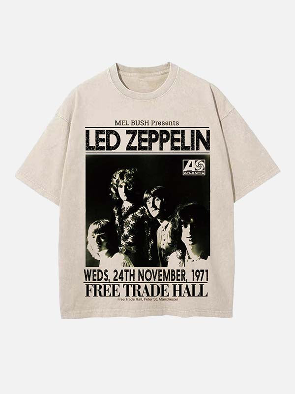 Led Zeppelin Print Round Neck T-shirt