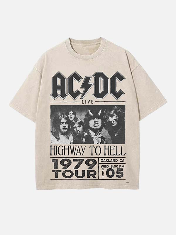 AC/DC Print Round Neck T-shirt