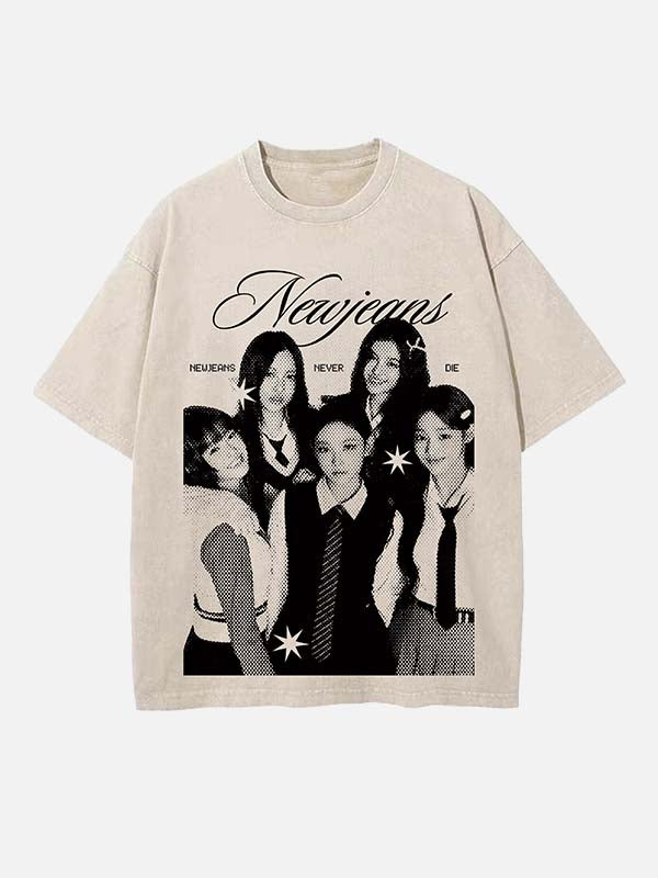 NewJeans Print Round Neck T-shirt