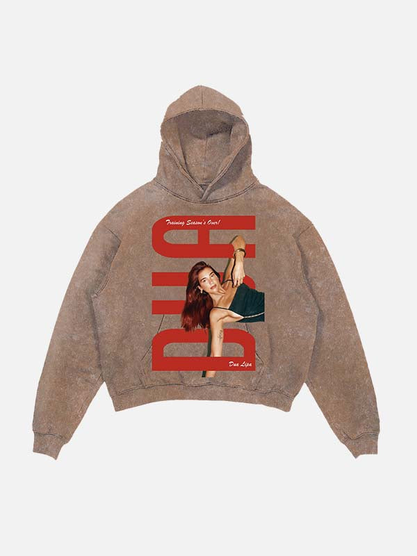 Dua Lipa Print Slant Pockets Hoodie