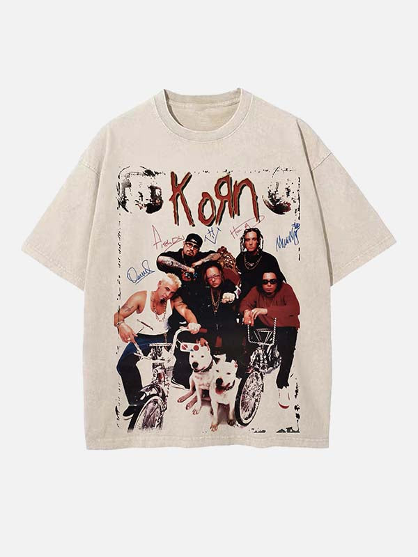Korn Print Round Neck T-shirt