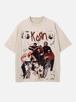 Korn Print Round Neck T-shirt