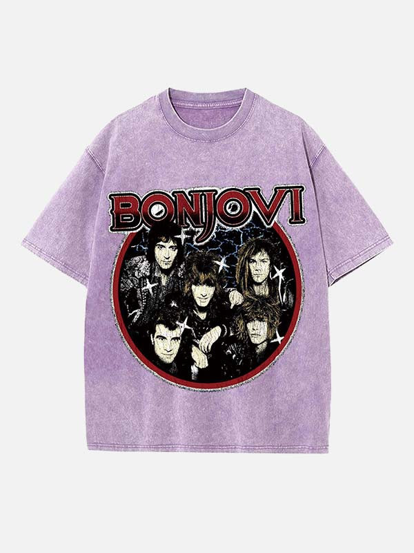 Bon Jovi Print Round Neck T-shirt
