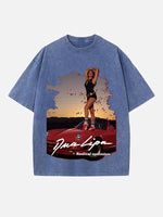 Dua Lipa Print Round Neck T-shirt