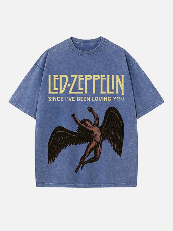 Led Zeppelin Print Round Neck T-shirt