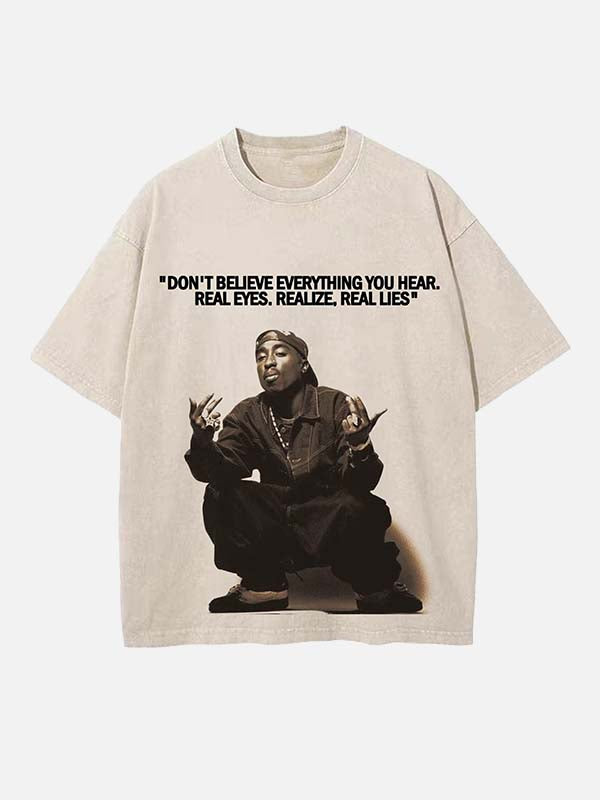2Pac Print Round Neck T-shirt
