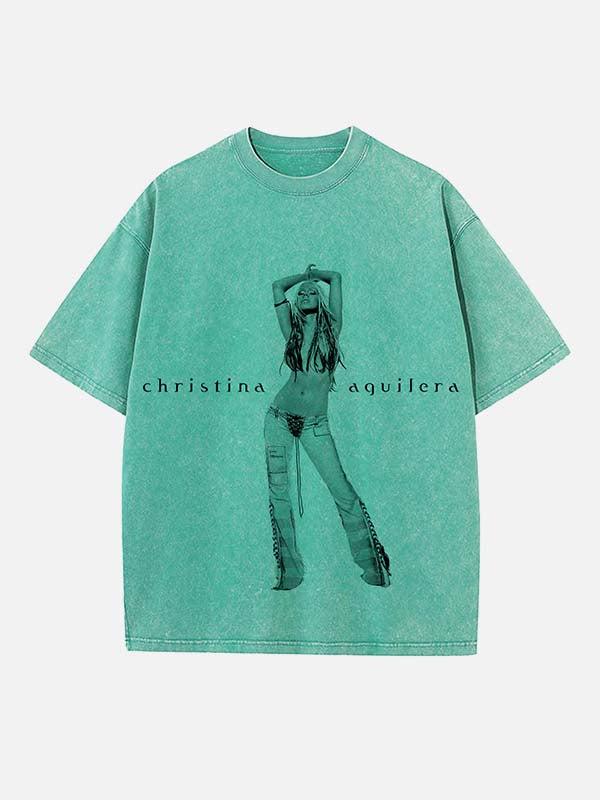 Christina Aguilera Print Round Neck T-shirt