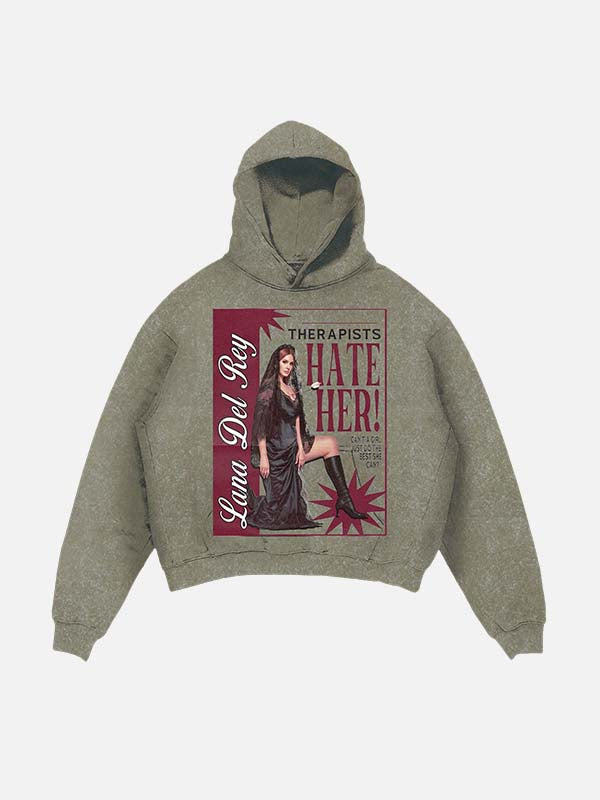 Lana Del Rey Print Slant Pockets Hoodie