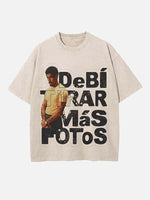 Bad Bunny Print Round Neck T-shirt