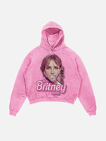 Britney Spears Print Slant Pockets Hoodie