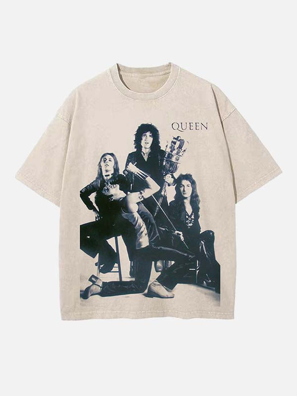 Queen Print Round Neck T-shirt