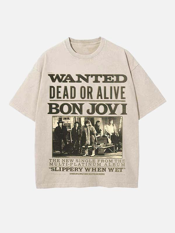 Bon Jovi Print Round Neck T-shirt
