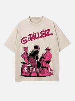 Gorillaz Print Round Neck T-shirt
