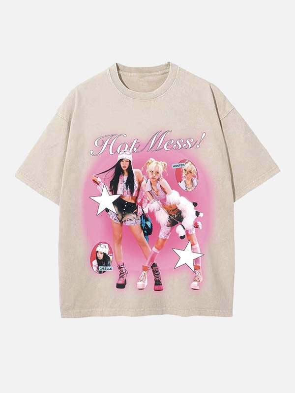 Aespa Print Round Neck T-shirt