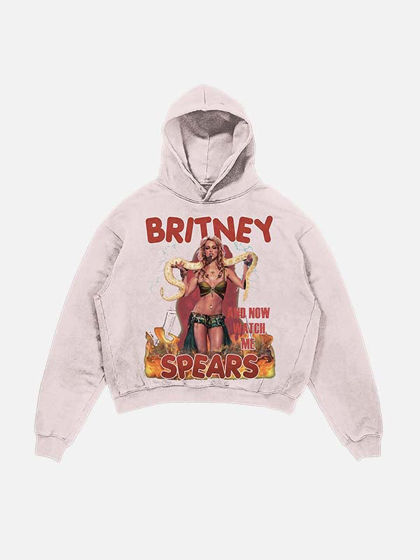 Britney Spears Print Slant Pockets Hoodie