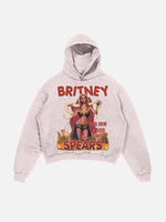 Britney Spears Print Slant Pockets Hoodie