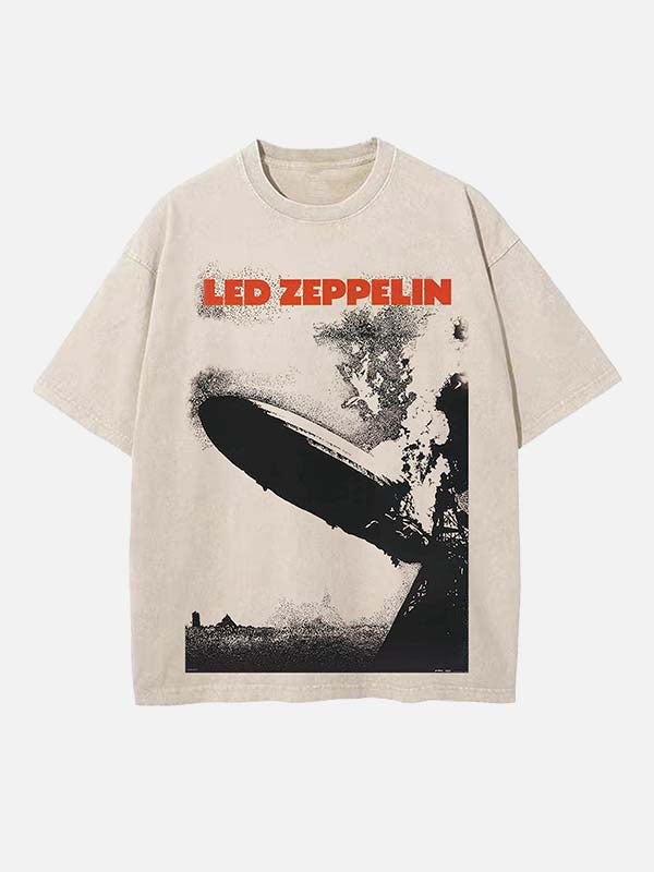 Led Zeppelin Print Round Neck T-shirt