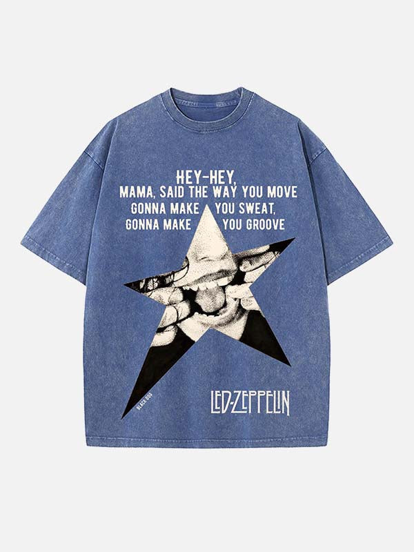Led Zeppelin Print Round Neck T-shirt