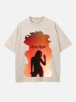 Dua Lipa Print Round Neck T-shirt