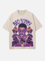 Bad Bunny Print Round Neck T-shirt