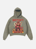 Britney Spears Print Slant Pockets Hoodie