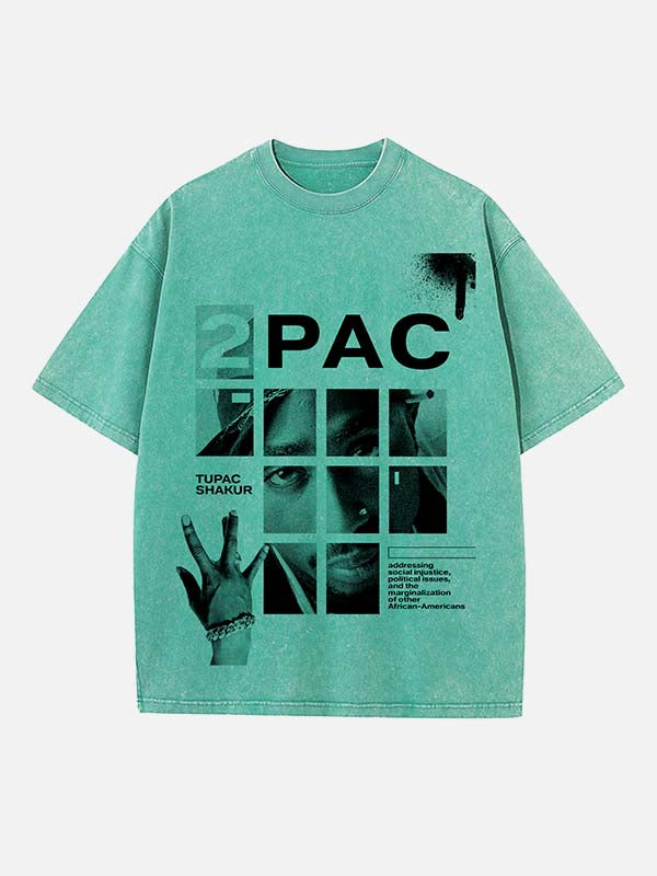 2Pac Print Round Neck T-shirt