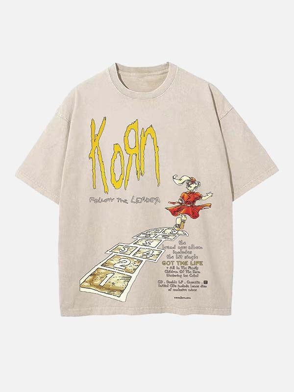 Korn Print Round Neck T-shirt