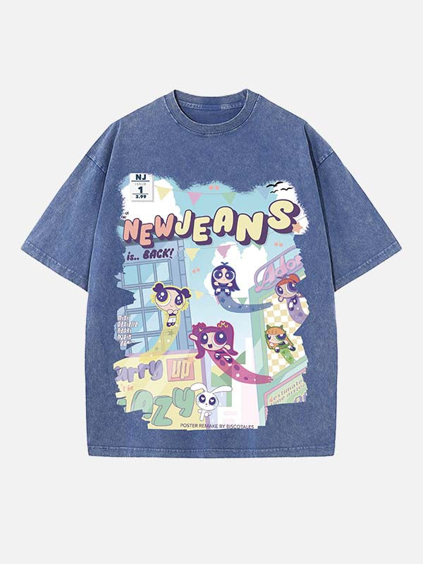NewJeans Print Round Neck T-shirt