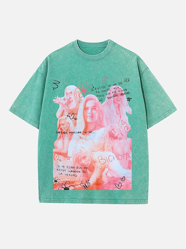 Karol G Print Round Neck T-shirt