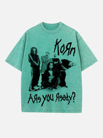 Korn Print Round Neck T-shirt