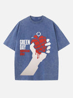 Green Day Print Round Neck T-shirt