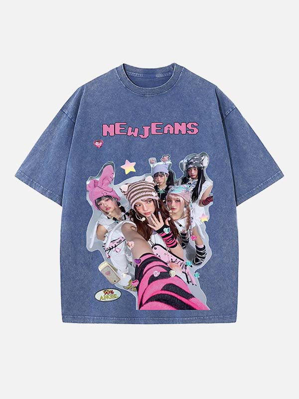 NewJeans Print Round Neck T-shirt