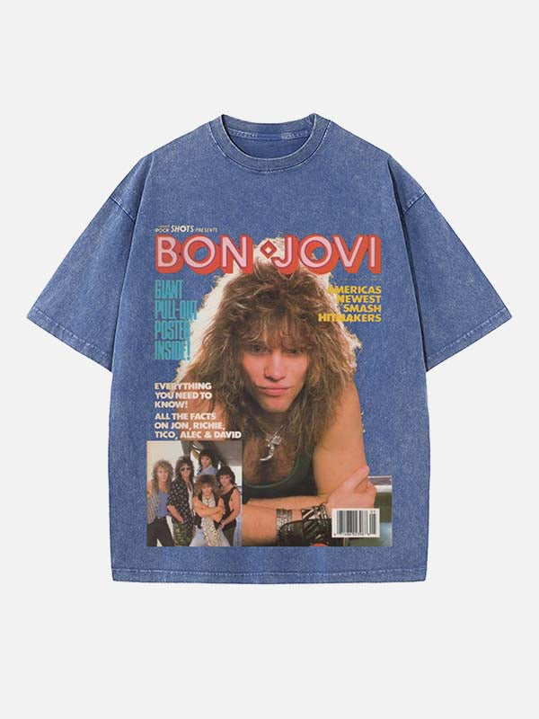 Bon Jovi Print Round Neck T-shirt