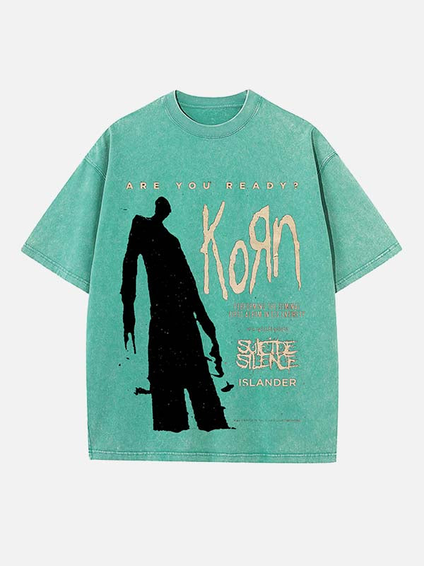 Korn Print Round Neck T-shirt