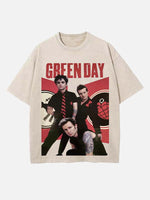 Green Day Print Round Neck T-shirt