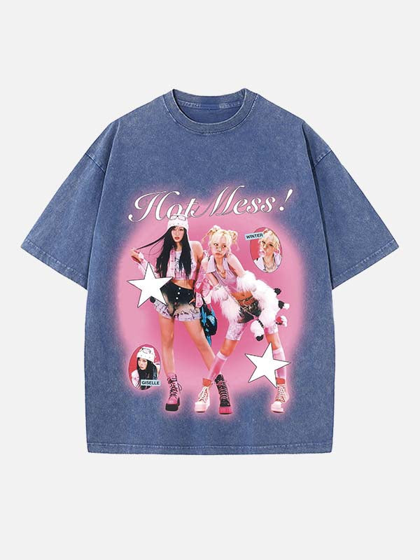 Aespa Print Round Neck T-shirt