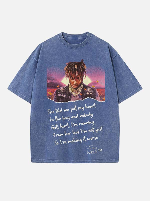 Juice WRLD Print Round Neck T-shirt