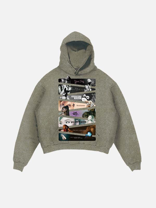 Ariana Grande Print Slant Pockets Hoodie