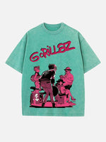 Gorillaz Print Round Neck T-shirt