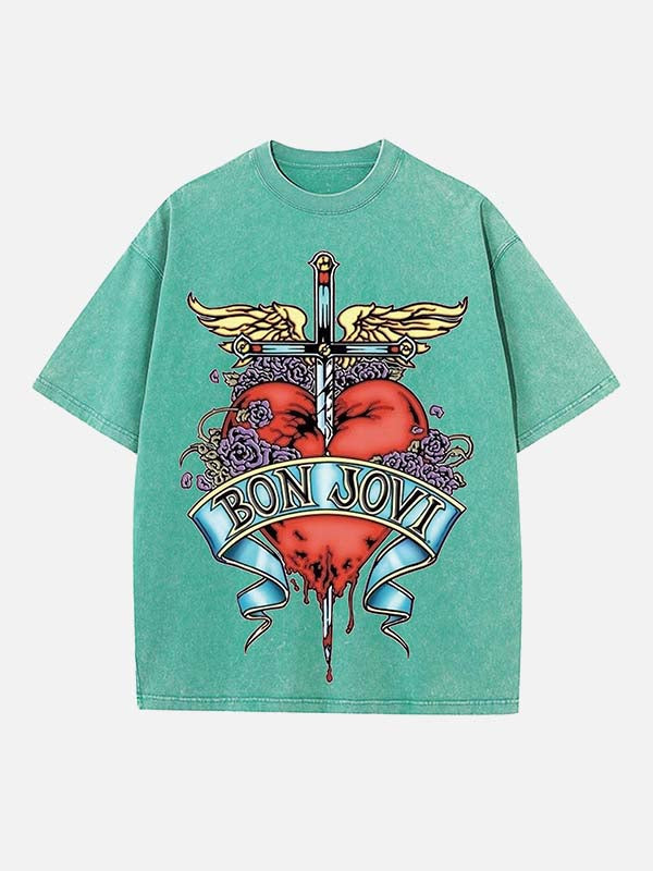 Bon Jovi Print Round Neck T-shirt