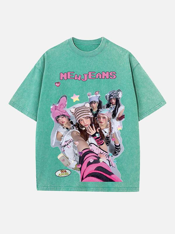 NewJeans Print Round Neck T-shirt