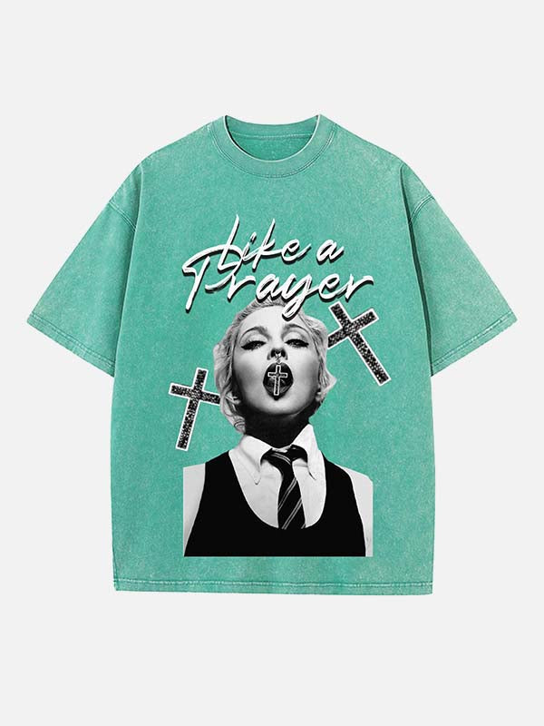 Madonna Print Round Neck T-shirt