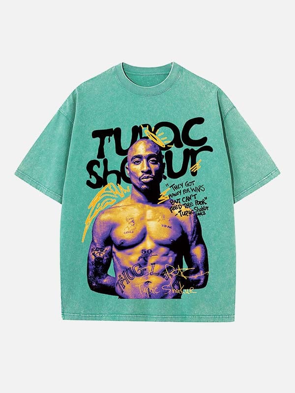 2Pac Print Round Neck T-shirt