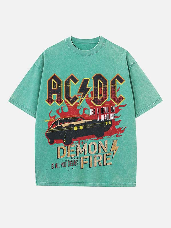 AC/DC Print Round Neck T-shirt